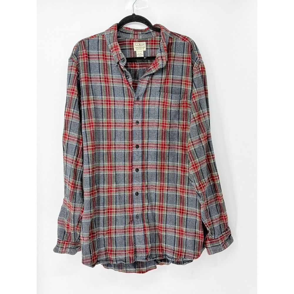 Vintage LL Bean Mens Plaid Flannel Button Down Rugged Cabincore Size XL-Tall